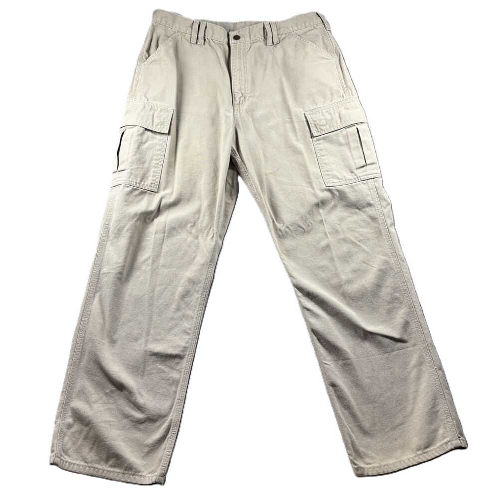 Carhartt Men Vintage Y2K Cargo Pants Workwear Canvas B114 DWD Tan 36x32 P146